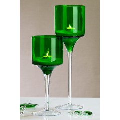 Декоративный подсвечник "Jungle", стекло, зеленый, 30 см, 87069